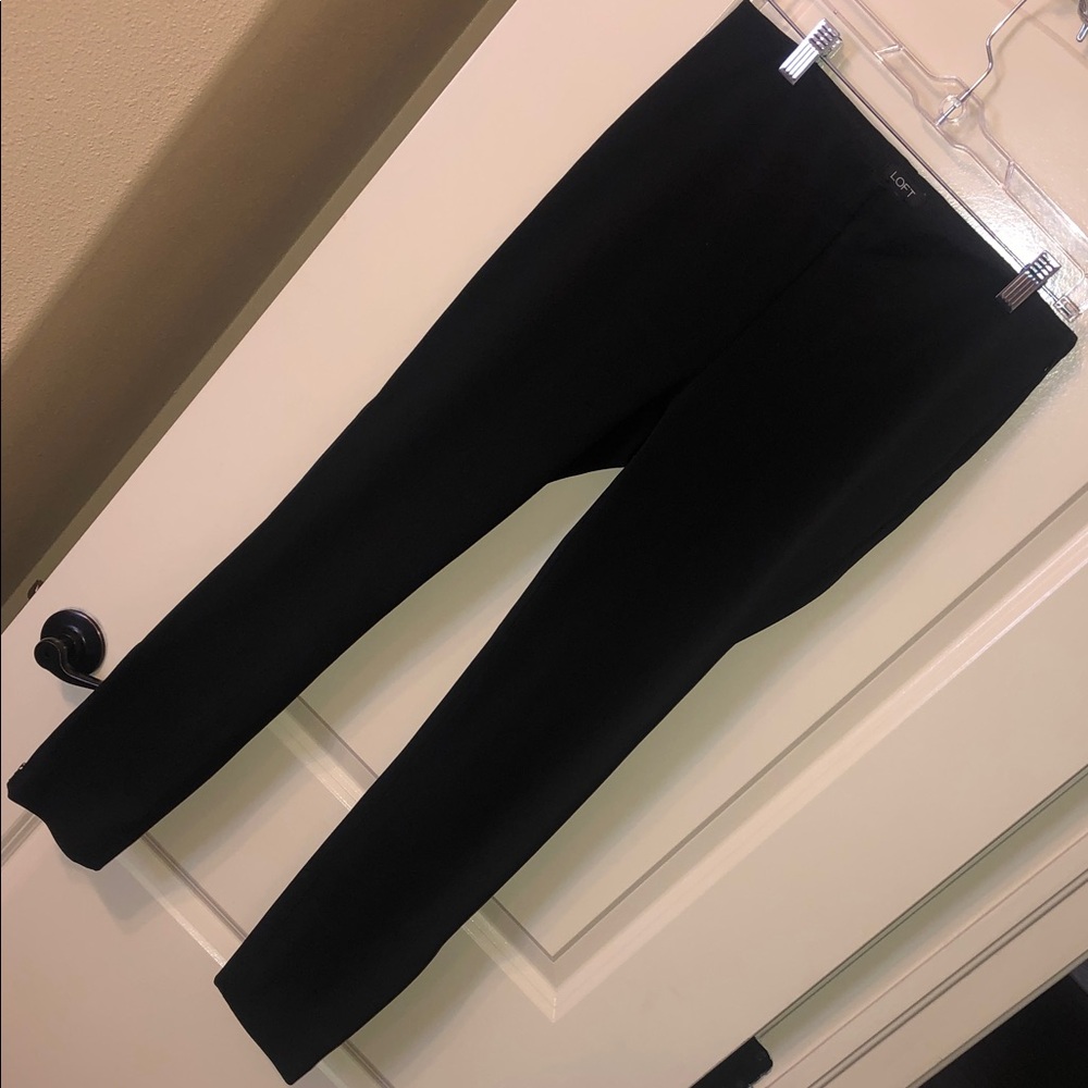 LOFT Black Ponte Slim Ankle Pants